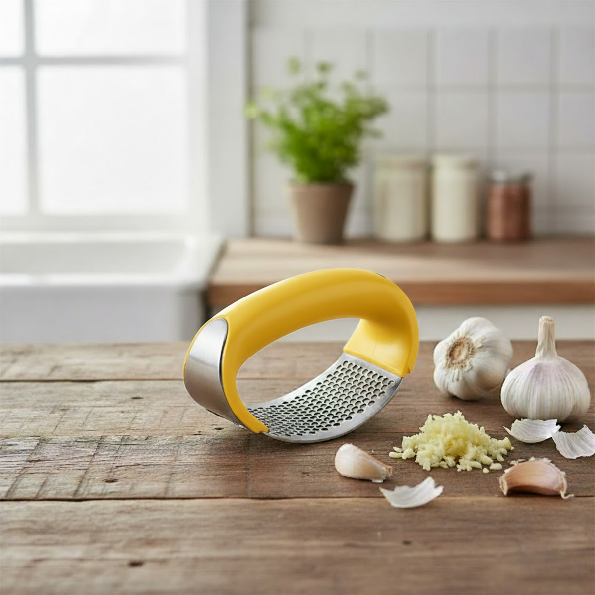 Rocking Garlic Press – Stainless Steel Kitchen Crusher