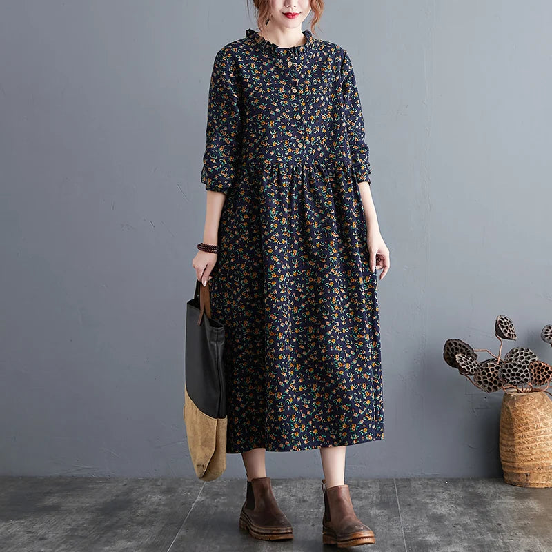 Florence Floral Cotton-Linen Maxi Dress