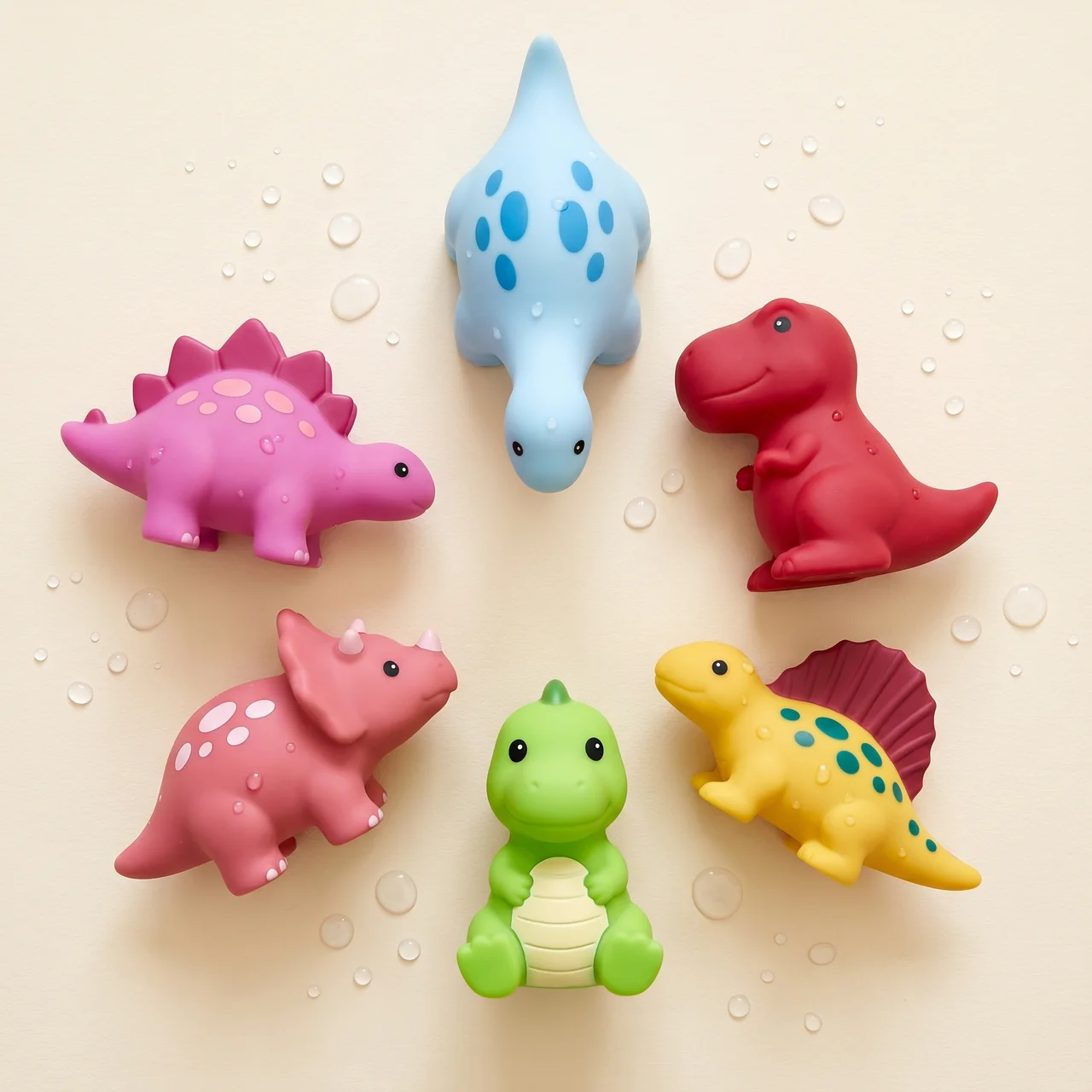 Elite Dinosaur Bath Toys 6-Pack — Water Squirt Toys for Toddlers