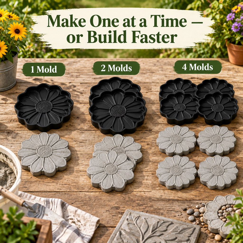 Reusable Sunflower Stepping Stone Mold - variant guide