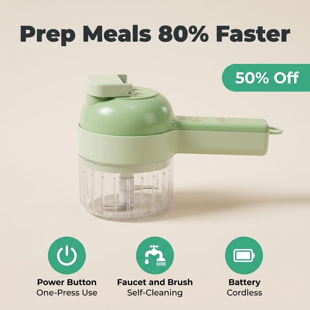 4-in-1 Kitchen Chopper – One-Press Chop, Mince, Mix & Prep Tool
