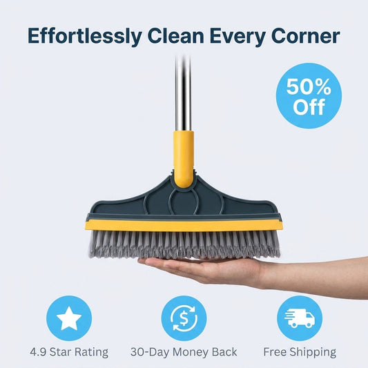 3-in-1 Rotating Deep Clean Brush – Scrub Brush + Squeegee for Floors & Tile