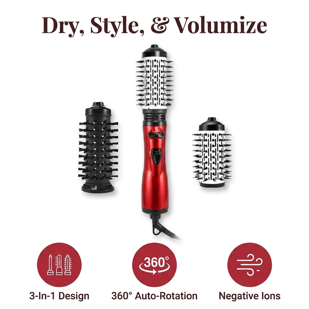 3-in-1 Volumizing Blowout Brush – Hot Air Dryer, Smoother & Root Lift Styler