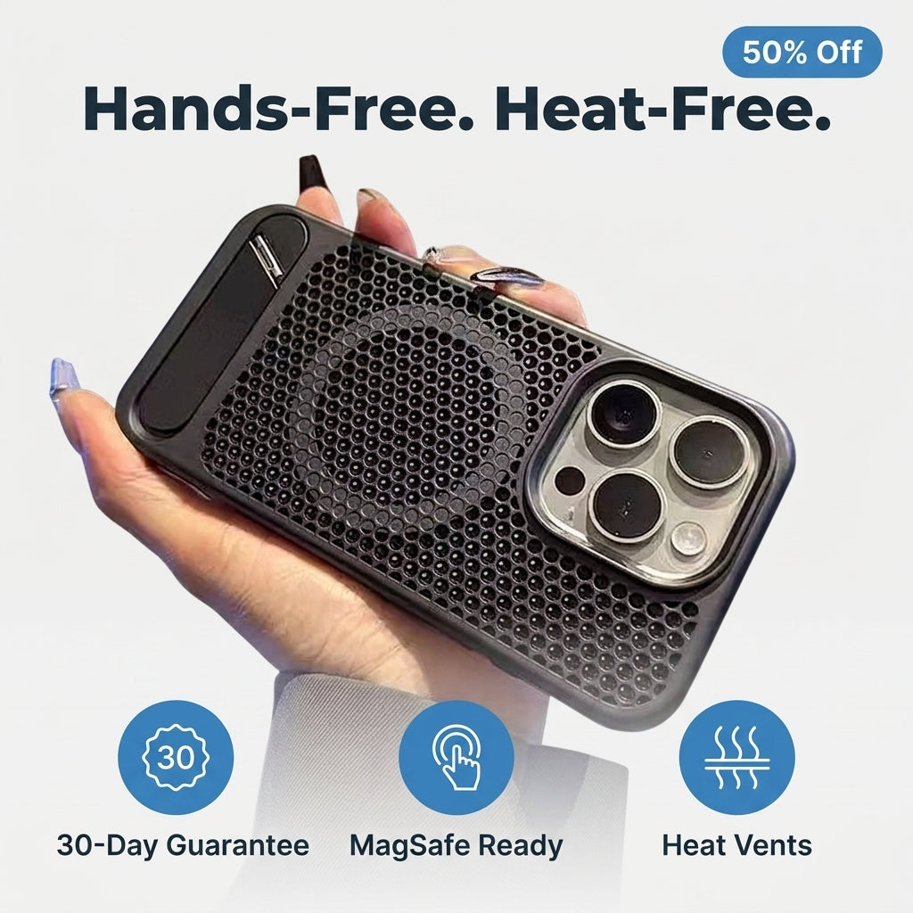 Magnetic Cooling iPhone Case – Ventilated Stand Case with Wireless Charging Support