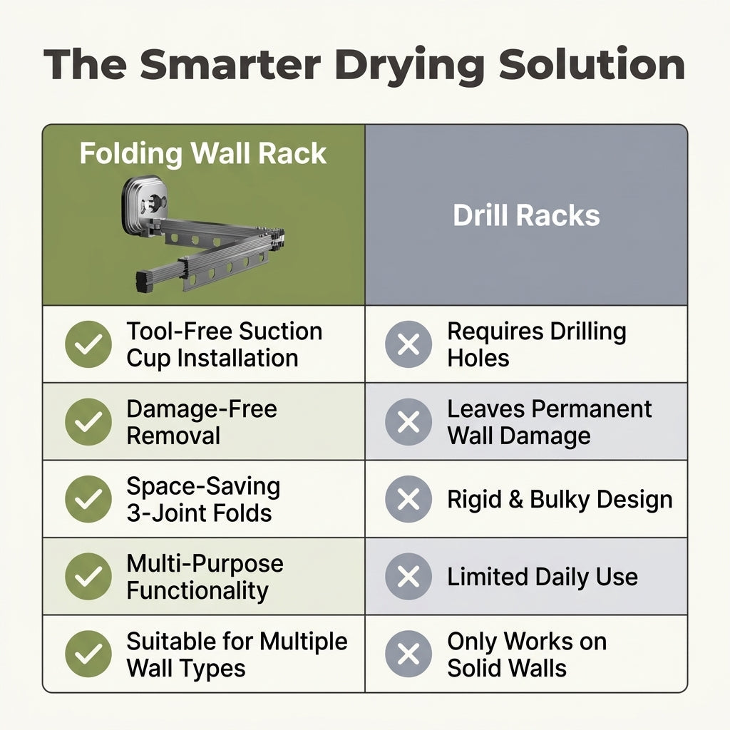 Wall-Mounted Folding Clothes Drying Rack – Space-Saving Laundry Air Dryer