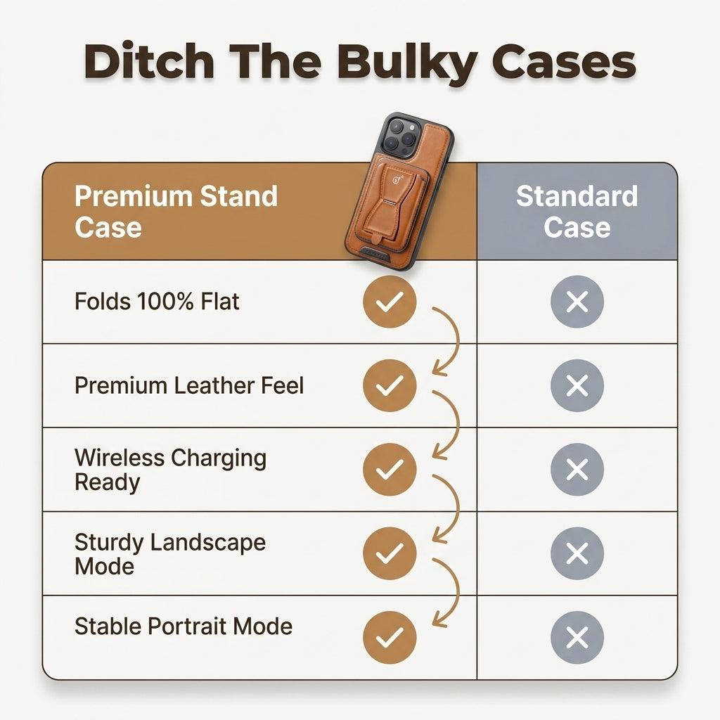 Leather Magnetic Wallet iPhone Case – Detachable Card Holder & Stand