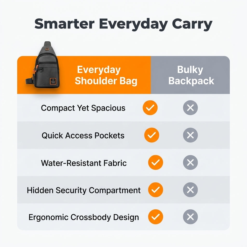Multi-Compartment Crossbody Bag – Lightweight Everyday Sling Bag