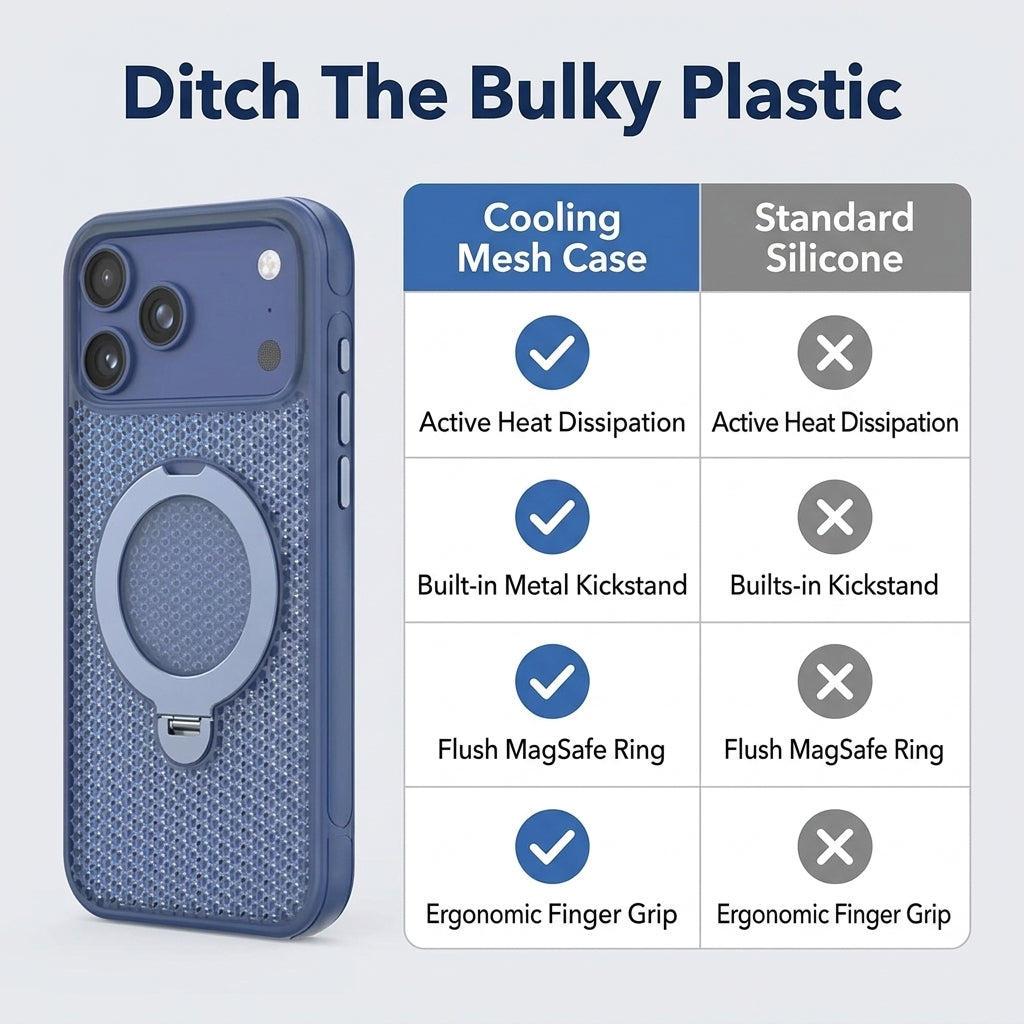 Magnetic Cooling iPhone Case – Ventilated Stand Case with Wireless Charging Support