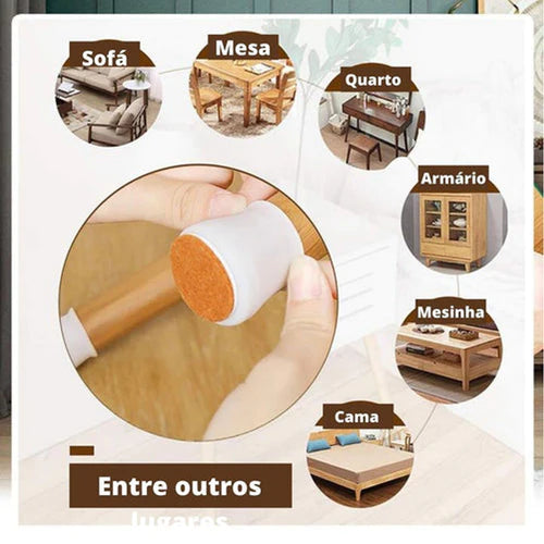 Protetor de Pé de Cadeira em Silicone | Kit com 16 Peças