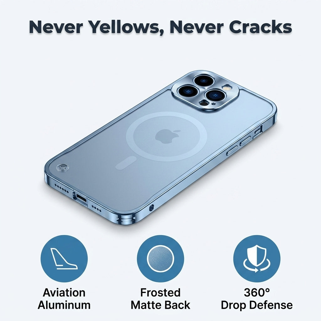 Alloy Protective iPhone Case – Reinforced Camera & Corner Protection, Magnetic Option
