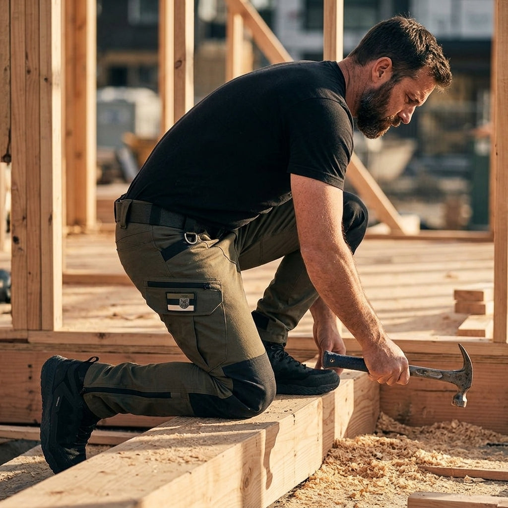 Heavy-Duty Work Pants – 4-Way Stretch Tactical Utility Pants with Belt