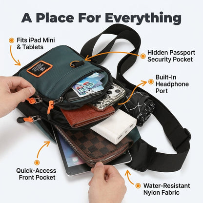 Multi-Compartment Crossbody Bag – Lightweight Everyday Sling Bag