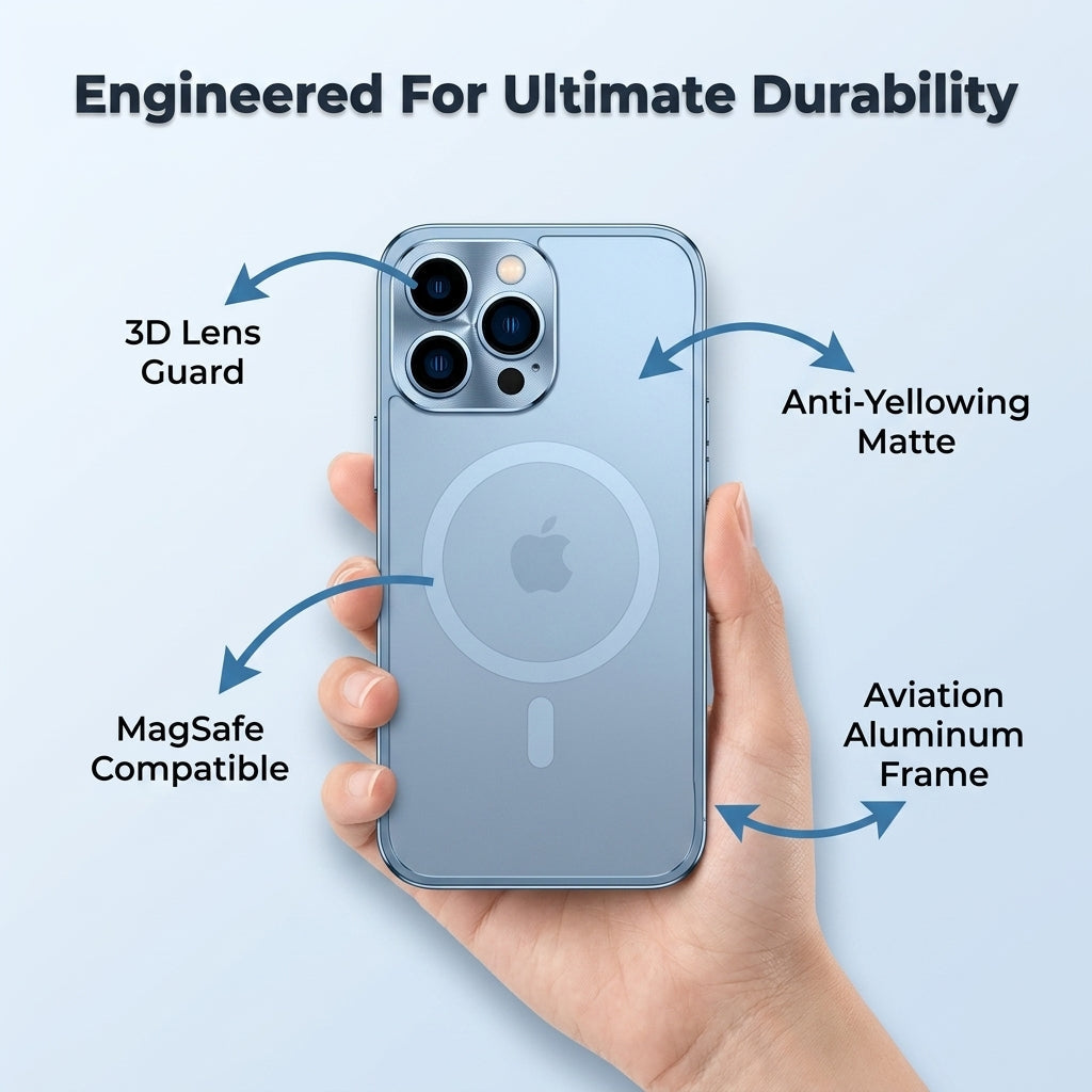 Alloy Protective iPhone Case – Reinforced Camera & Corner Protection, Magnetic Option