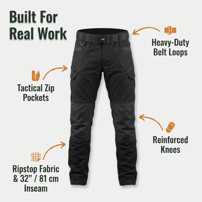 Heavy-Duty Work Pants – 4-Way Stretch Tactical Utility Pants with Belt