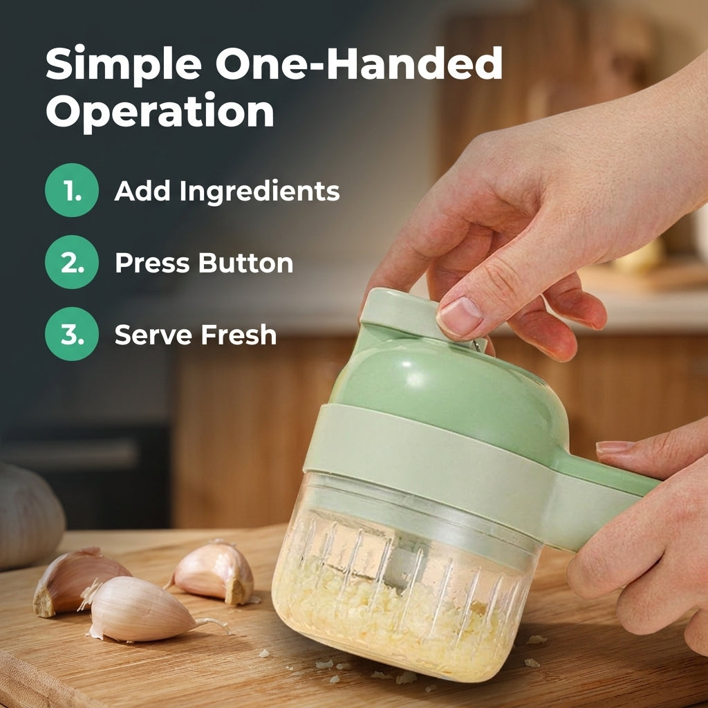 4-in-1 Kitchen Chopper – One-Press Chop, Mince, Mix & Prep Tool