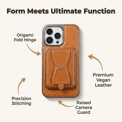 Leather Magnetic Wallet iPhone Case – Detachable Card Holder & Stand