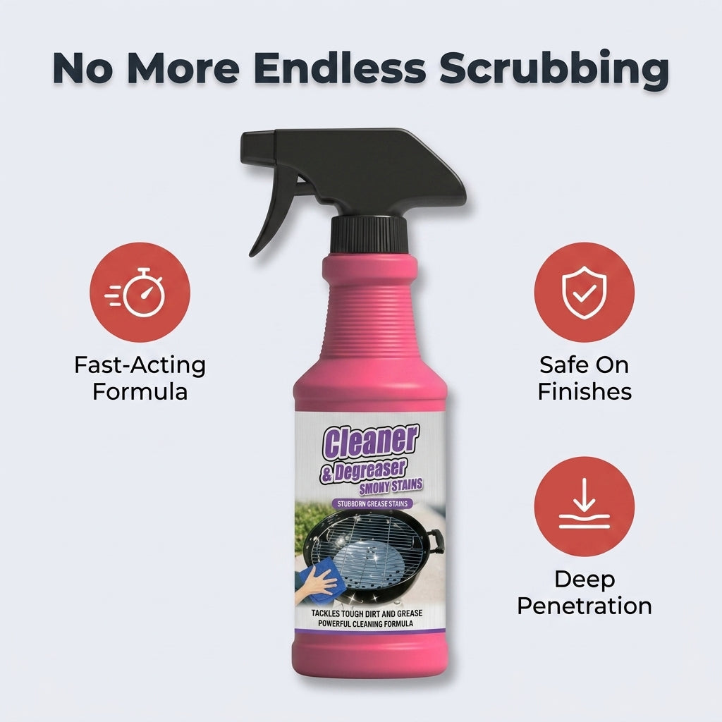 Heavy-Duty Grill Degreaser Spray – Fast Grease & Burnt-On Residue Cleaner