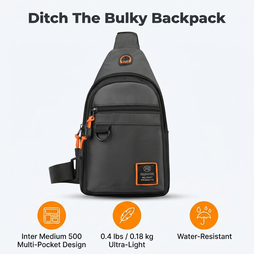 Multi-Compartment Crossbody Bag – Lightweight Everyday Sling Bag