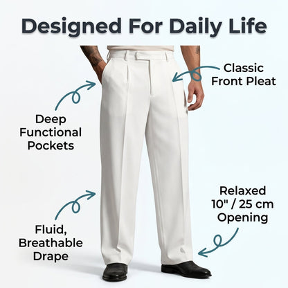 Men's Pleated Wide-Leg Pants – Relaxed Smart-Casual Trousers