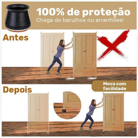 Protetor de Pé de Cadeira em Silicone | Kit com 16 Peças