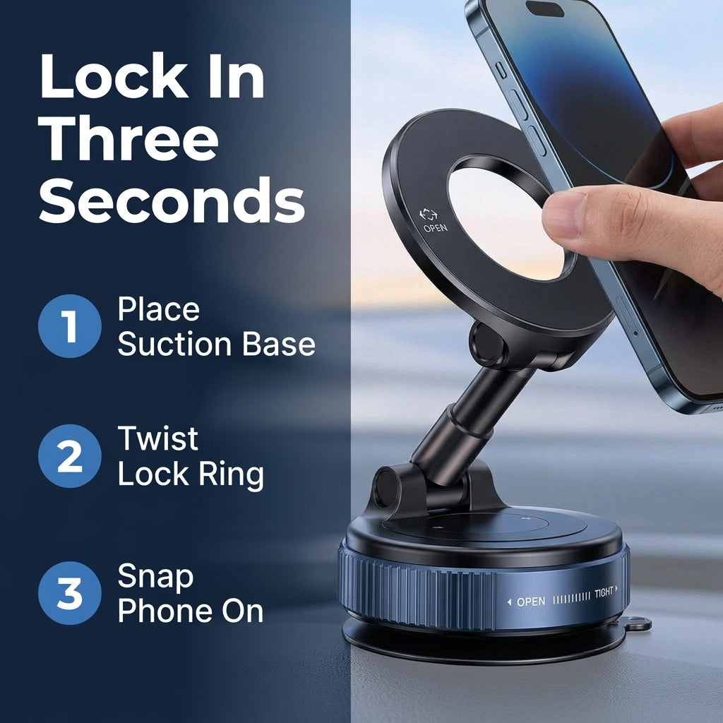 360° Foldable Magnetic Car Phone Mount – Adjustable Suction Holder