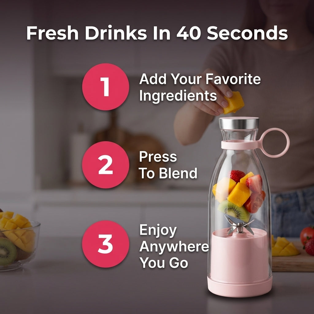 Portable Smoothie Blender – 350ml Rechargeable Mini Blender