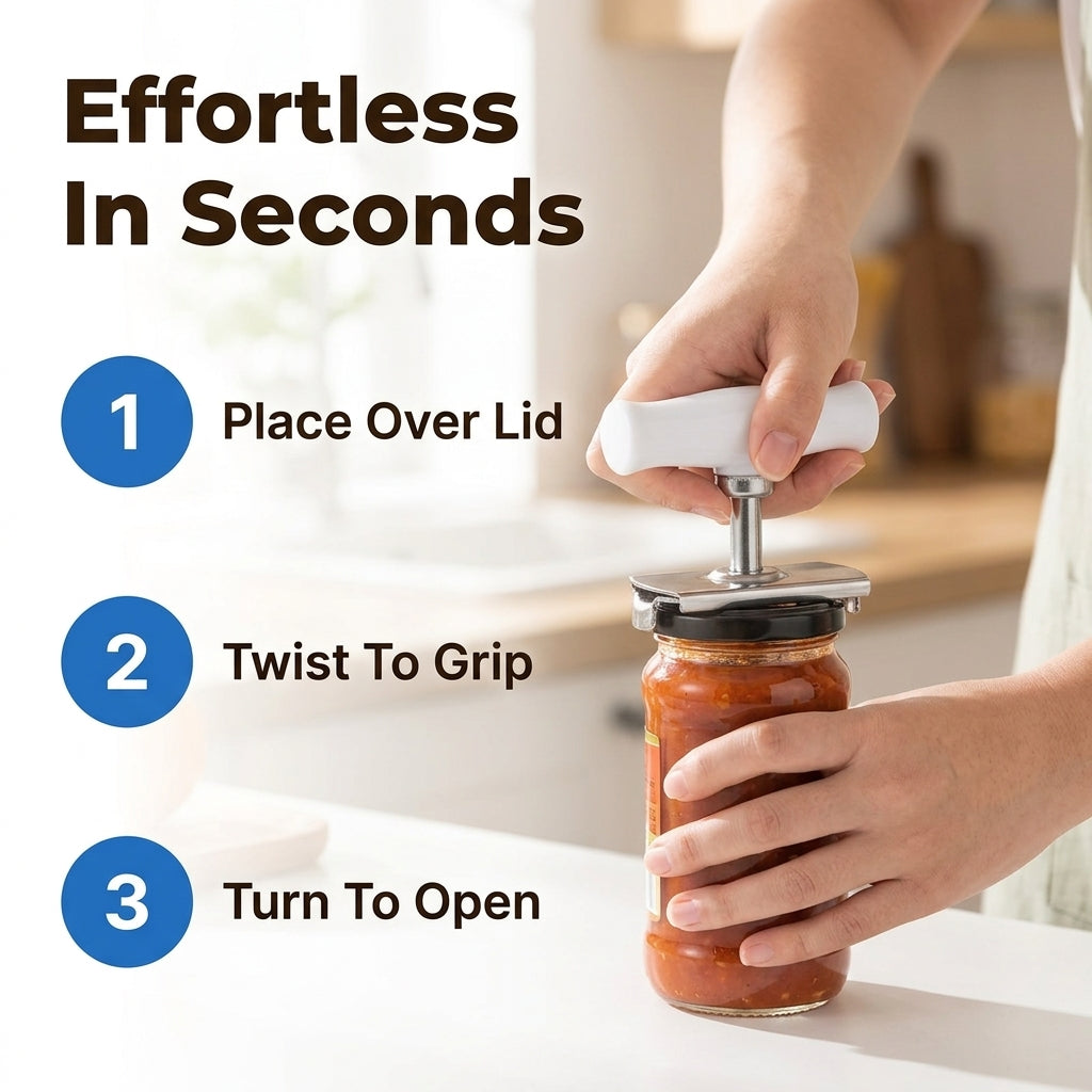 Adjustable Grip Jar Opener – Stainless Steel Lid Opener for Easier Twisting