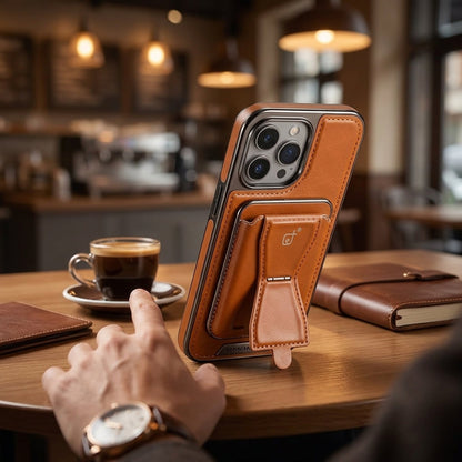 Leather Magnetic Wallet iPhone Case – Detachable Card Holder & Stand