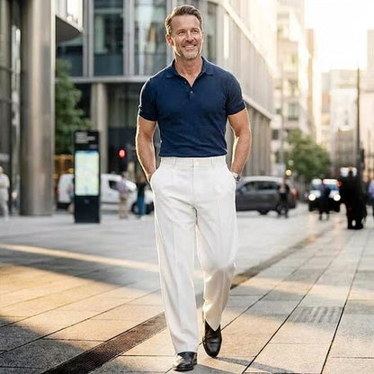 Men's Pleated Wide-Leg Pants – Relaxed Smart-Casual Trousers
