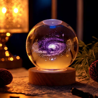3D Crystal Planet Sphere – Laser-Engraved Celestial Desk Decor