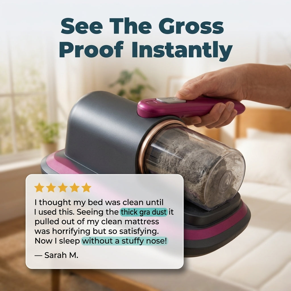 Handheld Mattress Dust Vacuum – Corded Deep-Clean Fabric Vacuum