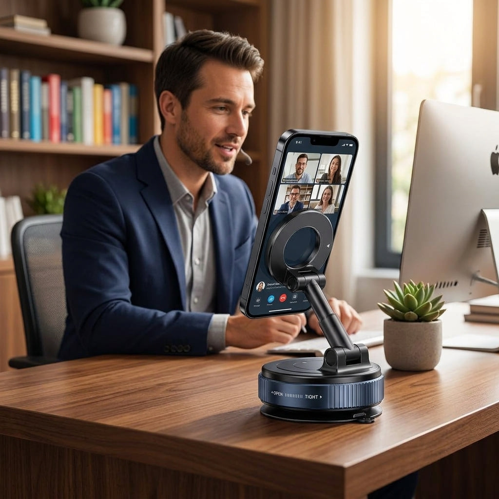 360° Foldable Magnetic Car Phone Mount – Adjustable Suction Holder