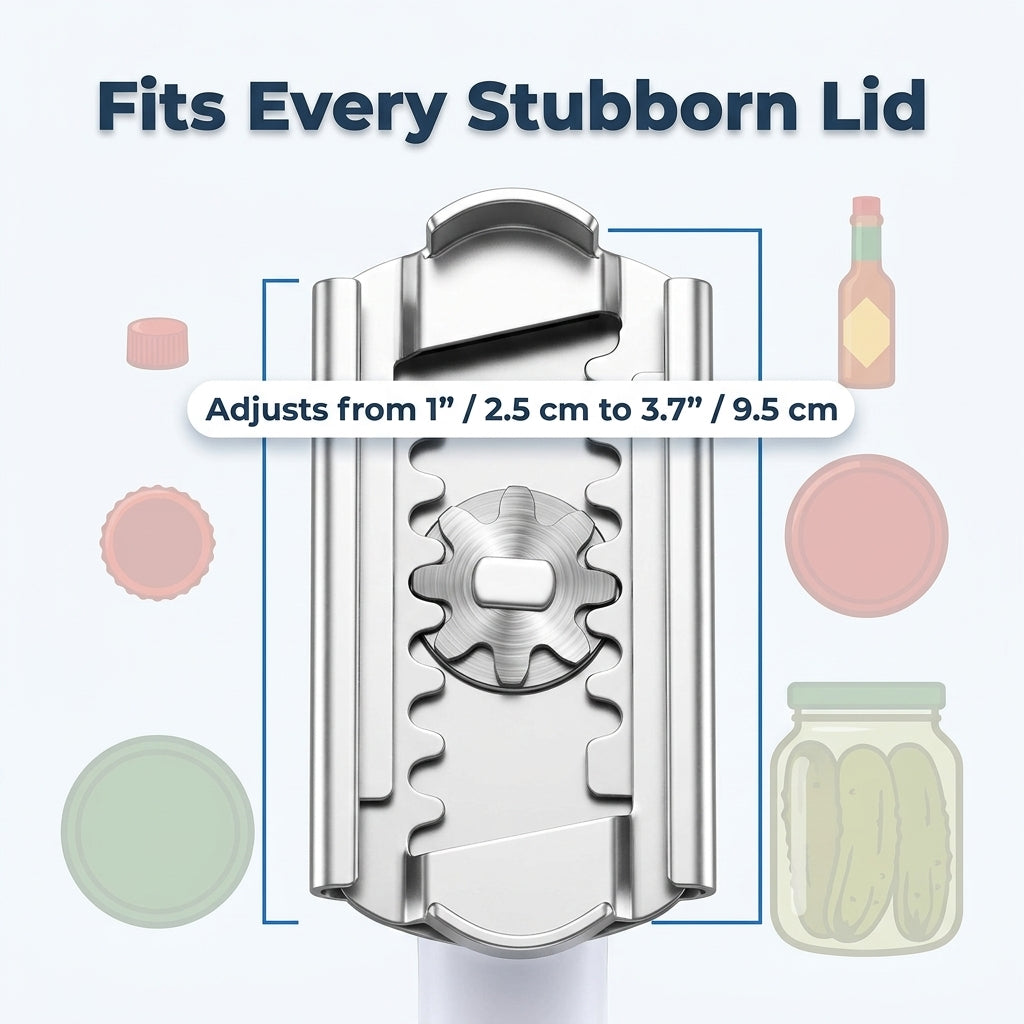 Adjustable Grip Jar Opener – Stainless Steel Lid Opener for Easier Twisting