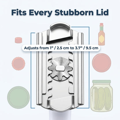 Adjustable Grip Jar Opener – Stainless Steel Lid Opener for Easier Twisting