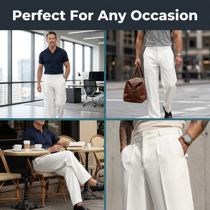 Men's Pleated Wide-Leg Pants – Relaxed Smart-Casual Trousers