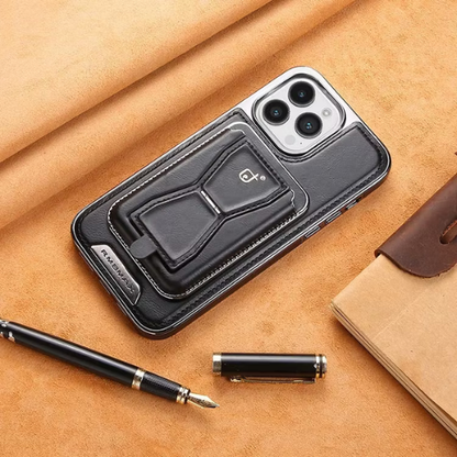 Leather Magnetic Wallet iPhone Case – Detachable Card Holder & Stand