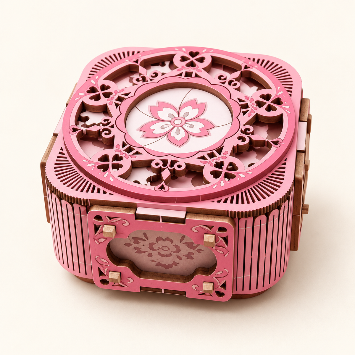 3D Wooden Music Box Puzzle with LED & Jewelry Storage