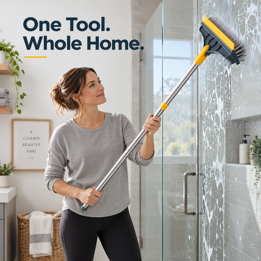 3-in-1 Rotating Deep Clean Brush – Scrub Brush + Squeegee for Floors & Tile
