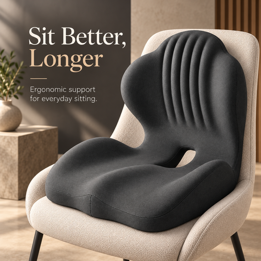 Elite Refined Ergonomic Memory Foam Seat Cushion with Lumbar Support