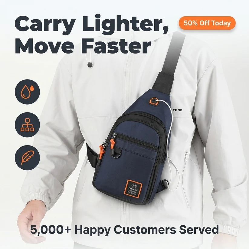 Multi-Compartment Crossbody Bag – Lightweight Everyday Sling Bag