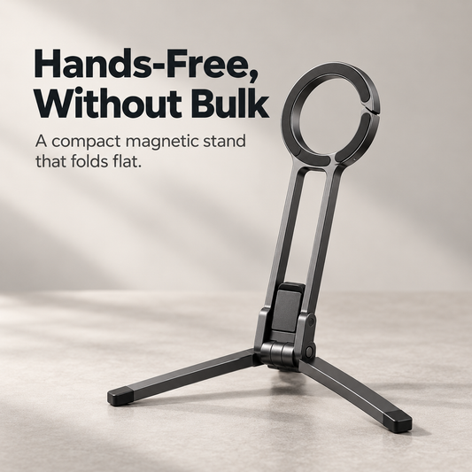 Magnetic MagSafe Phone Tripod & Grip – Foldable Hands-Free Stand for Filming & Calls