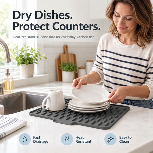 Silicone Dish Drying & Heat-Resistant Mat – Counter Protector