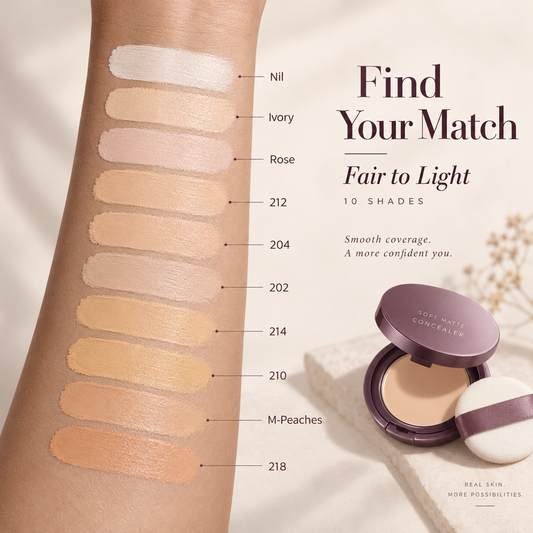 Soft Matte Full-Coverage Concealer – 40 Shades, Buildable Natural Finish