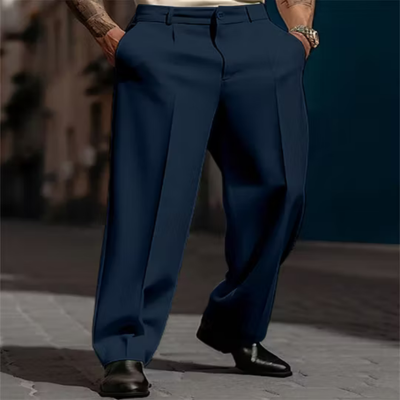 Men's Pleated Wide-Leg Pants – Relaxed Smart-Casual Trousers