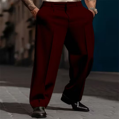 Men's Pleated Wide-Leg Pants – Relaxed Smart-Casual Trousers