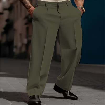 Men's Pleated Wide-Leg Pants – Relaxed Smart-Casual Trousers