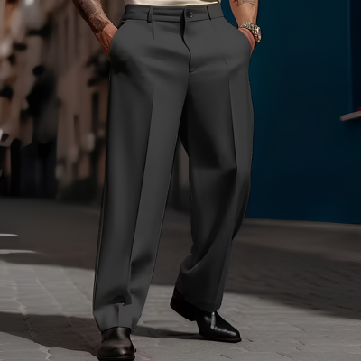 Men's Pleated Wide-Leg Pants – Relaxed Smart-Casual Trousers