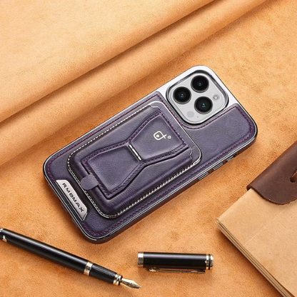 Leather Magnetic Wallet iPhone Case – Detachable Card Holder & Stand