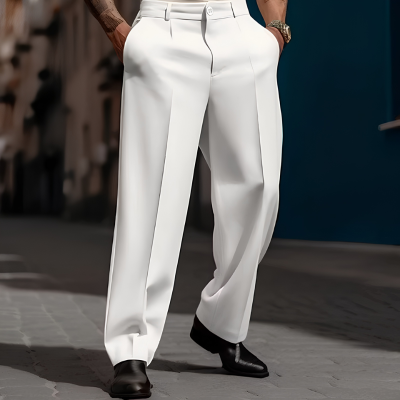 Men's Pleated Wide-Leg Pants – Relaxed Smart-Casual Trousers