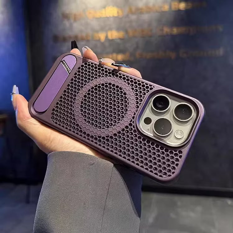 Magnetic Cooling iPhone Case – Ventilated Stand Case with Wireless Charging Support